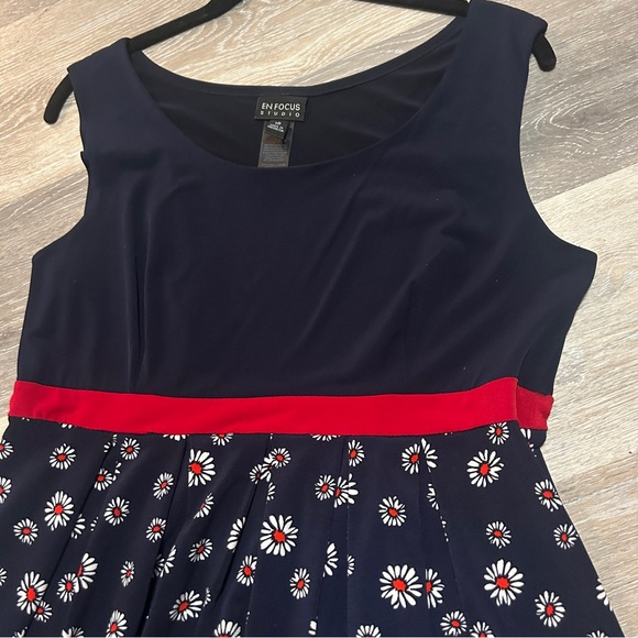 Enfocus Studio Blue and White Sleeveless Sundress - Picture 6 of 10